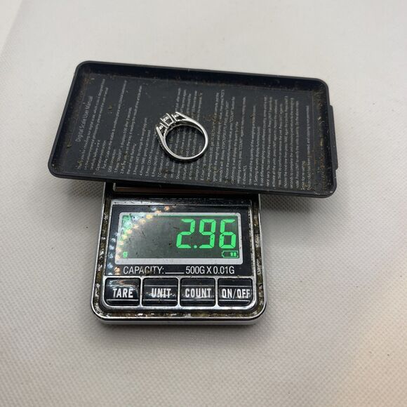 White Gold 10k Ring with Stones Size 6.5 - Picture 4 of 8